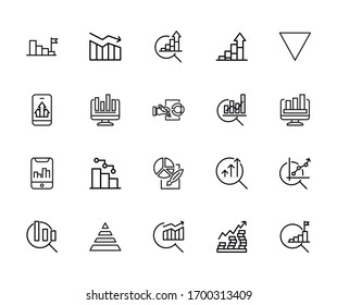 Vector line icons collection of diagram. Vector outline pictograms isolated on a white background. Line icons collection for web apps and mobile concept. Premium quality symbols