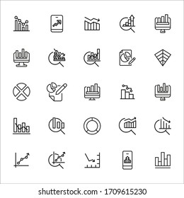 Vector line icons collection of diagram. Vector outline pictograms isolated on a white background. Line icons collection for web apps and mobile concept. Premium quality symbols