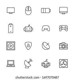 Vector line icons collection of electronics. Vector outline pictograms isolated on a white background. Line icons collection for web apps and mobile concept. Premium quality symbols