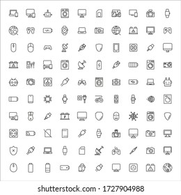 Vector Line Icons Collection von Elektronik. Piktogramme im Vektor auf weißem Hintergrund isoliert. Line Icons Collection für Web-Anwendungen und Mobile Concept. Symbole der Premium-Qualität