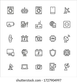 Vector line icons collection of electronics. Vector outline pictograms isolated on a white background. Line icons collection for web apps and mobile concept. Premium quality symbols