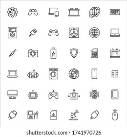 Vector line icons collection of electronics. Vector outline pictograms isolated on a white background. Line icons collection for web apps and mobile concept. Premium quality symbols