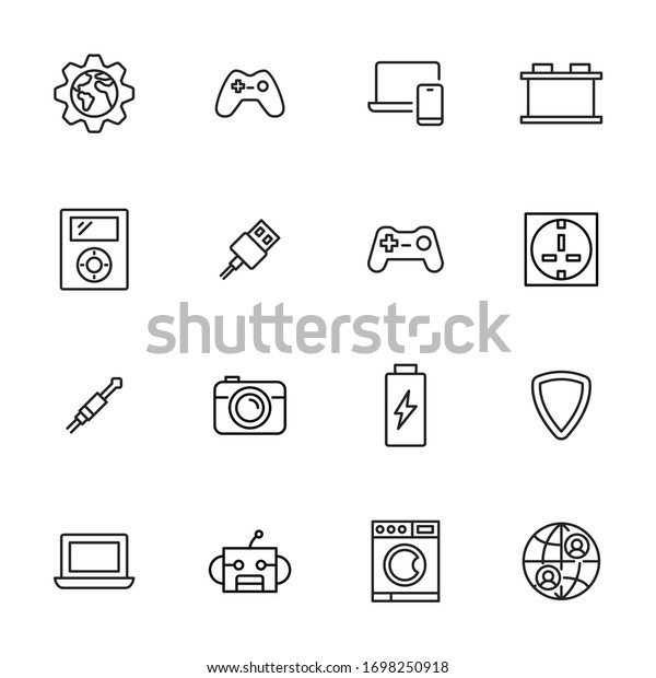 Vector line
icons collection of electronics. Vector outline pictograms isolated
on a white background. Line icons collection for web apps and
mobile concept. Premium quality
symbols