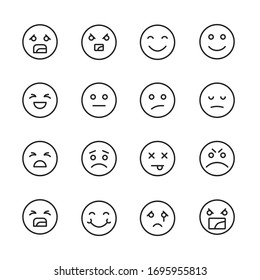 Vector line icons collection of emoji. Vector outline pictograms isolated on a white background. Line icons collection for web apps and mobile concept. Premium quality symbols