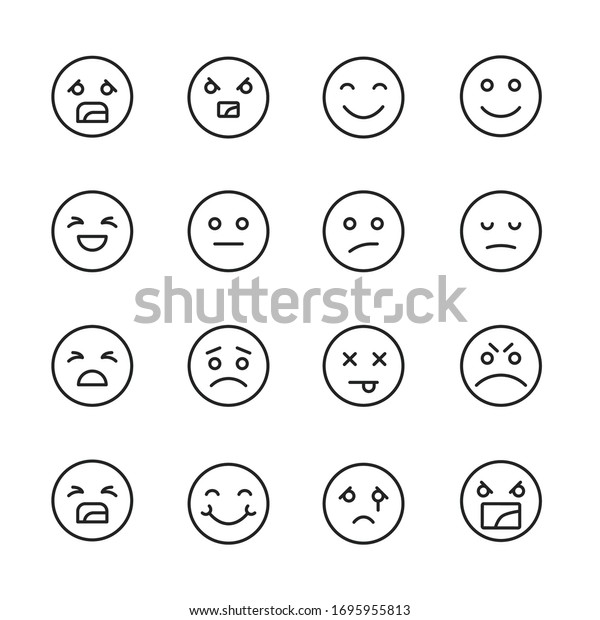 Vector Line Icons Collection Emoji Vector Stock Vector (Royalty Free ...