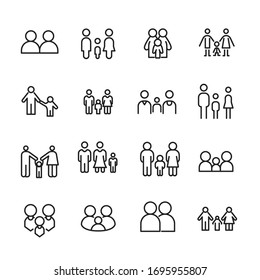 Vector line icons collection of family. Vector outline pictograms isolated on a white background. Line icons collection for web apps and mobile concept. Premium quality symbols