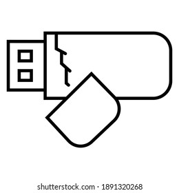 Vector line icons collection of flash drive.
