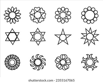 Colección de flor de iconos de la línea del vector. Conjunto de iconos de la flor. La mejor colección vectorial de iconos de Flor, plantilla de logotipo de ilustración en estilo de moda.