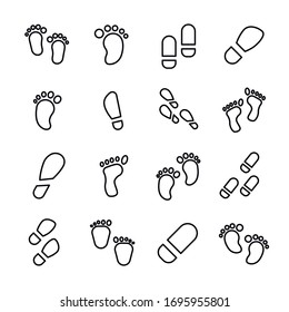 Vector line icons collection of footstep. Vector outline pictograms isolated on a white background. Line icons collection for web apps and mobile concept. Premium quality symbols