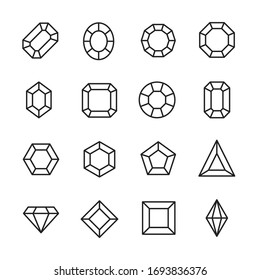 Vector line icons collection of gems. Vector outline pictograms isolated on a white background. Line icons collection for web apps and mobile concept. Premium quality symbols