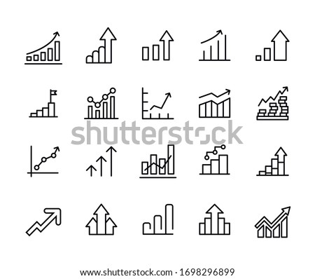 Vector line icons collection of growth. Vector outline pictograms isolated on a white background. Line icons collection for web apps and mobile concept. Premium quality symbols