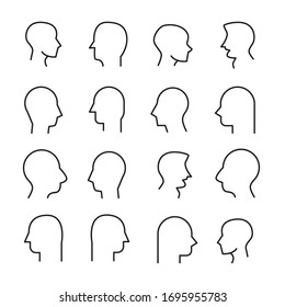 Colección de iconos de línea del vector de cabeza. Pictogramas de contorno vectorial aislados en un fondo blanco. Colección de iconos de línea para aplicaciones web y concepto móvil. Símbolos de calidad superior