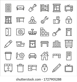 Colección de iconos de línea de vectores de casa. Pictogramas de contorno vectorial aislados en un fondo blanco. Colección de iconos de línea para aplicaciones web y concepto móvil. Símbolos de calidad superior