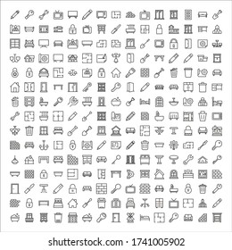 Colección de iconos de línea de vectores de casa. Pictogramas de contorno vectorial aislados en un fondo blanco. Colección de iconos de línea para aplicaciones web y concepto móvil. Símbolos de calidad superior