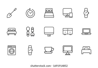 Vector line icons collection of household devices. Vector outline pictograms isolated on a white background. Line icons collection for web apps and mobile concept. Premium quality symbols