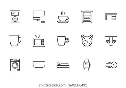 Vector line icons collection of household devices. Vector outline pictograms isolated on a white background. Line icons collection for web apps and mobile concept. Premium quality symbols