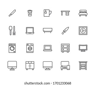 Vector line icons collection of household devices. Vector outline pictograms isolated on a white background. Line icons collection for web apps and mobile concept. Premium quality symbols