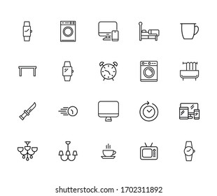 Vector line icons collection of household devices. Vector outline pictograms isolated on a white background. Line icons collection for web apps and mobile concept. Premium quality symbols