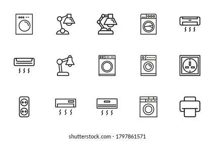 Vector line icons collection of household. Vector outline pictograms isolated on a white background. Line icons collection for web apps and mobile concept. Premium quality symbols