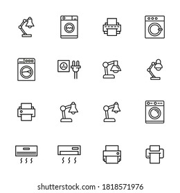 Vector line icons collection of household. Vector outline pictograms isolated on a white background. Line icons collection for web apps and mobile concept. Premium quality symbols