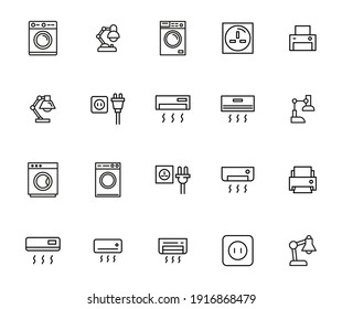 Vector line icons collection of household. Vector outline pictograms isolated on a white background. Line icons collection for web apps and mobile concept. Premium quality symbols