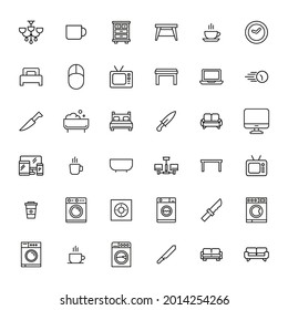 Vector line icons collection of household devices. Vector outline pictograms isolated on a white background. Line icons collection for web apps and mobile concept. Premium quality symbols