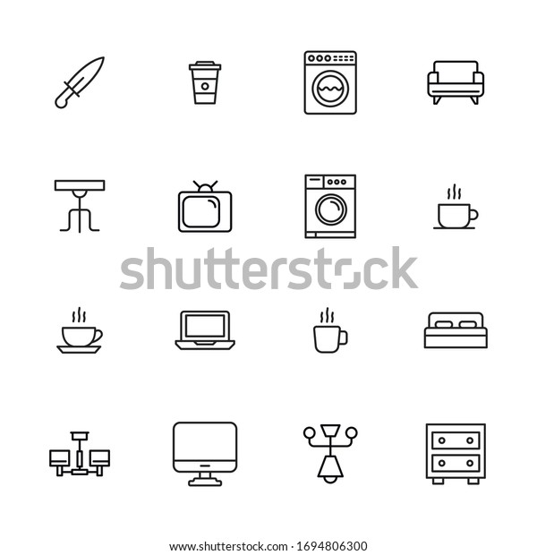 Vector line icons collection of household
devices. Vector outline pictograms isolated on a white background.
Line icons collection for web apps and mobile concept. Premium
quality symbols