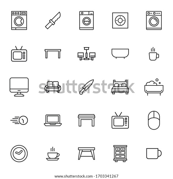 Vector line icons collection of household\
devices. Vector outline pictograms isolated on a white background.\
Line icons collection for web apps and mobile concept. Premium\
quality symbols