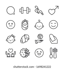 Vector line icons collection of human. Vector outline pictograms isolated on a white background. Line icons collection for web apps and mobile concept. Premium quality symbols