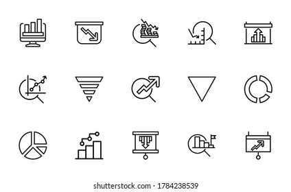Vector line icons collection of infographic. Vector outline pictograms isolated on a white background. Line icons collection for web apps and mobile concept. Premium quality symbols