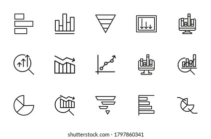 Kollektion von Vektorgrafik-Symbolen. Vektorgrafik-Piktogramme einzeln auf weißem Hintergrund. Kollektion von Line-Icons für Web-Apps und mobiles Konzept. Symbole von hoher Qualität