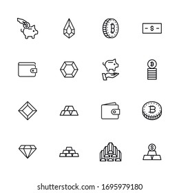 Vector line icons collection of investments. Vector outline pictograms isolated on a white background. Line icons collection for web apps and mobile concept. Premium quality symbols