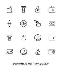 Vector line icons collection of investments. Vector outline pictograms isolated on a white background. Line icons collection for web apps and mobile concept. Premium quality symbols