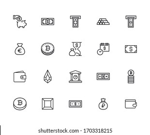 Vector line icons collection of investments. Vector outline pictograms isolated on a white background. Line icons collection for web apps and mobile concept. Premium quality symbols