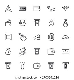 Vector line icons collection of investments. Vector outline pictograms isolated on a white background. Line icons collection for web apps and mobile concept. Premium quality symbols