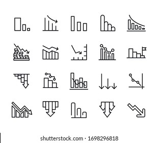 Vector line icons collection of loss. Vector outline pictograms isolated on a white background. Line icons collection for web apps and mobile concept. Premium quality symbols