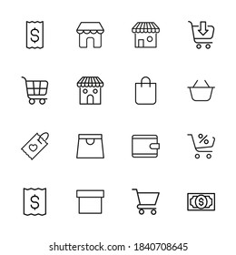 Vector line icons collection of market. Vector outline pictograms isolated on a white background. Line icons collection for web apps and mobile concept. Premium quality symbols