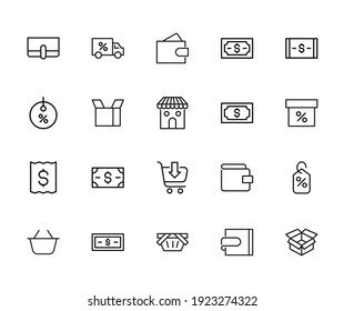 Vector line icons collection of market. Vector outline pictograms isolated on a white background. Line icons collection for web apps and mobile concept. Premium quality symbols
