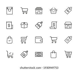 Vector line icons collection of market. Vector outline pictograms isolated on a white background. Line icons collection for web apps and mobile concept. Premium quality symbols