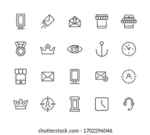 Vector line icons collection of marketing. Vector outline pictograms isolated on a white background. Line icons collection for web apps and mobile concept. Premium quality symbols