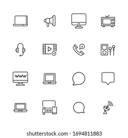 Vector line icons collection of media. Vector outline pictograms isolated on a white background. Line icons collection for web apps and mobile concept. Premium quality symbols