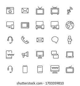 Vector line icons collection of media. Vector outline pictograms isolated on a white background. Line icons collection for web apps and mobile concept. Premium quality symbols