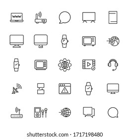 Vector line icons collection of media. Vector outline pictograms isolated on a white background. Line icons collection for web apps and mobile concept. Premium quality symbols
