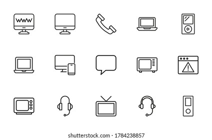 Vector line icons collection of media. Vector outline pictograms isolated on a white background. Line icons collection for web apps and mobile concept. Premium quality symbols