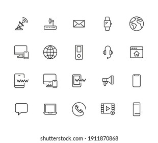 Vector line icons collection of media. Vector outline pictograms isolated on a white background. Line icons collection for web apps and mobile concept. Premium quality symbols