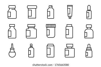 Vector line icons collection of medicine. Vector outline pictograms isolated on a white background. Line icons collection for web apps and mobile concept. Premium quality symbols