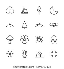 Vector line icons collection of nature. Vector outline pictograms isolated on a white background. Line icons collection for web apps and mobile concept. Premium quality symbols