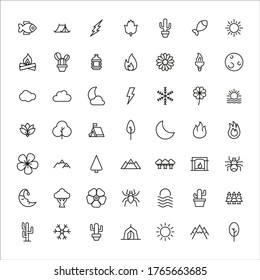 Vector line icons collection of nature. Vector outline pictograms isolated on a white background. Line icons collection for web apps and mobile concept. Premium quality symbols