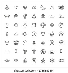 Vector line icons collection of nature. Vector outline pictograms isolated on a white background. Line icons collection for web apps and mobile concept. Premium quality symbols