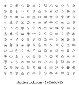 Vector line icons collection of nature. Vector outline pictograms isolated on a white background. Line icons collection for web apps and mobile concept. Premium quality symbols